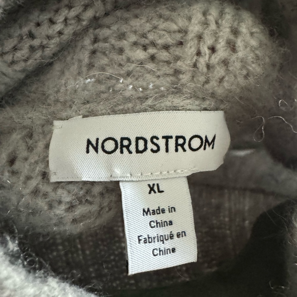Nordstrom Sweater XL Gray Cable Knit Turtleneck Pullover